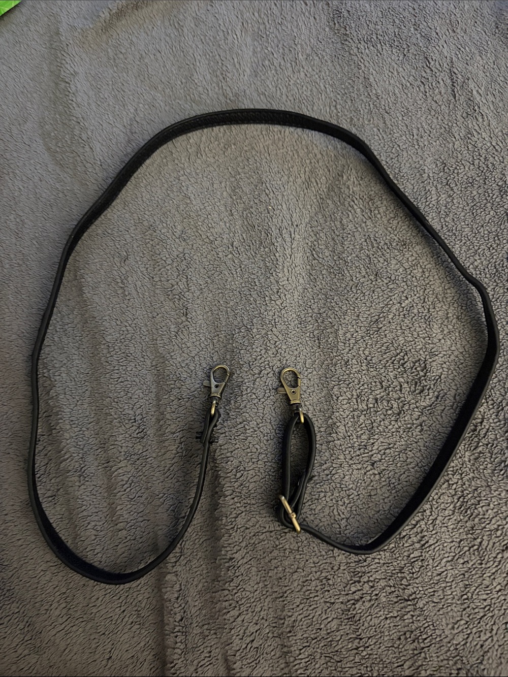 Classic Black Leather Crossbody Strap with Brass Clips